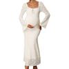 Maternity Dress Fall Winter Flared Sleeve Fitted Elegant Gown
