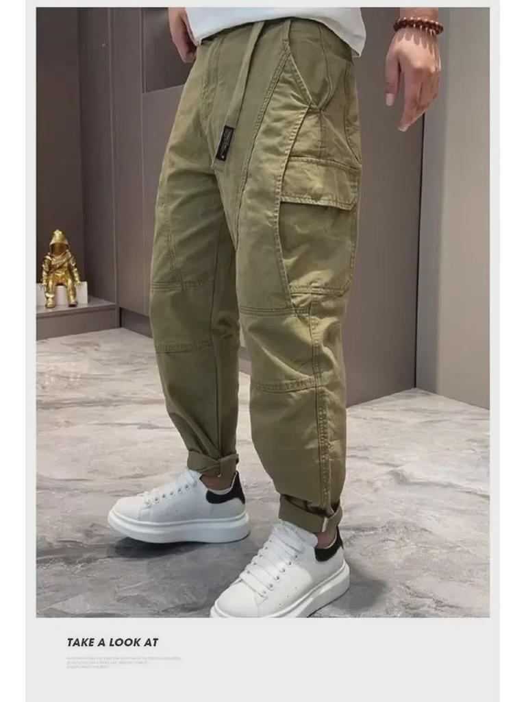 Vintage-Style Loose Japanese Straight-Leg Pants for Men - Spring/Fall Large Size Trending Casual Overalls