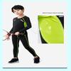 Jungen-Kompressionsstrumpfhosen-Sets, Lauftraining, Fitness, Sport, atmungsaktiv, schnell trocknend, Langarm-T-Shirt