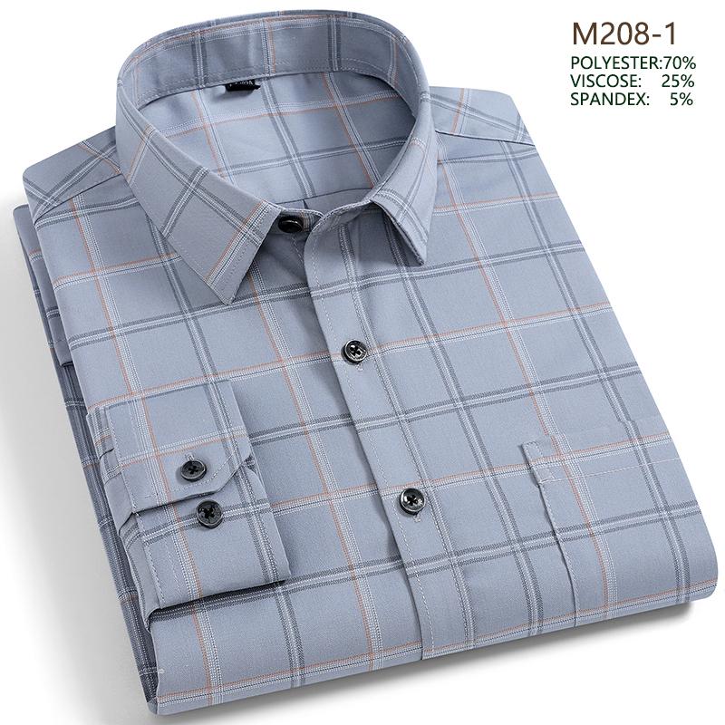 Men's Long Sleeve Shirt Non Ironing Plus Size Plaid Stripes Business Casual Dress Shirt Stylish Office Wear For Elegant Men
