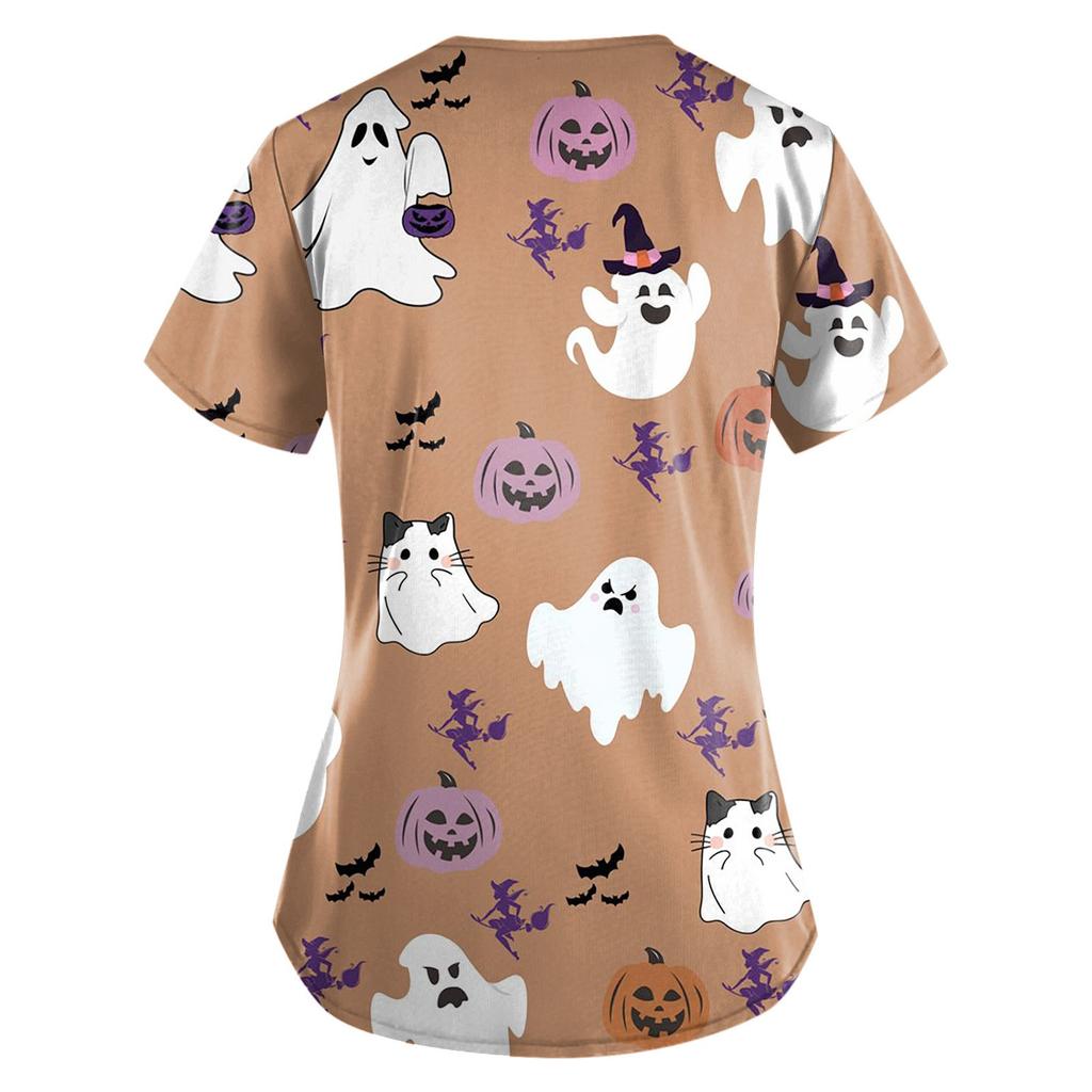 Costume de lucru de protecție pentru femei, cu decolteu în V, de Halloween, cu imprimare casual