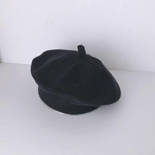 Unisex Baby Knitted Wool Beret - Spring/Autumn Style, Warm, Solid Color, Trendy Children's Painter Hat