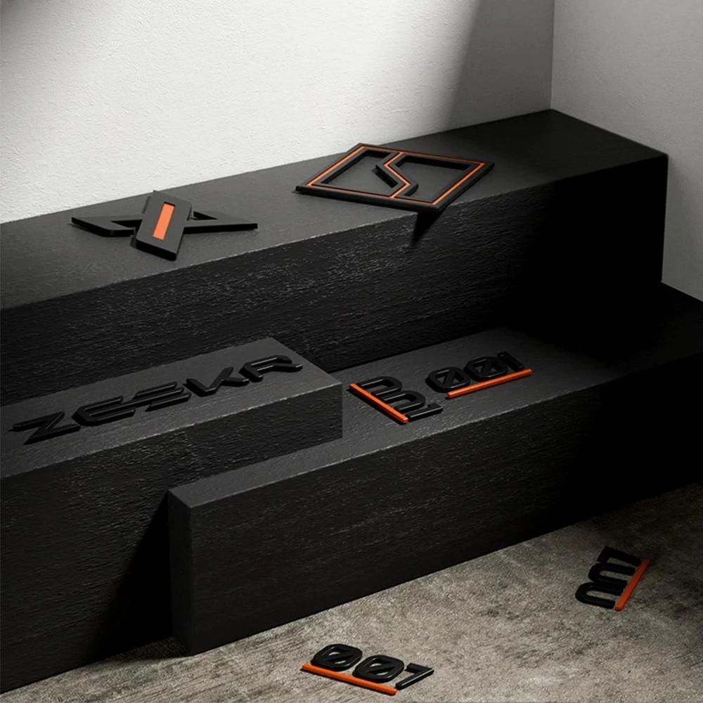 AAXU1 For Zeekr 7X 001 007 Car Logo Personalized Modification Matte Metal Car LogoTrendy Style Blackened Decorative Logo