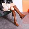 Knee-High Square Heel Rubber Modern Boots for Women 2024 New Hot Sale Winter Slip-on Ladies Shoes Solid Square Toe Women's Boots