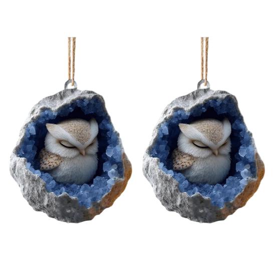 Geode Animal Decoration 2D Acrylic Forest Crystal Cave Little Animals Christmas Hanging Ornament