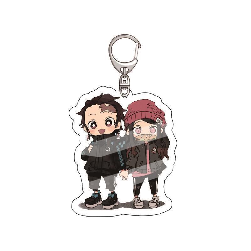 Anime Demon Slayer Acrylic Keychain Tanjiro Kamado Nezuko Zenitsu Agatsuma Inosuke Hashibira Pendant Charm 4PCS Collection Beautiful Gift