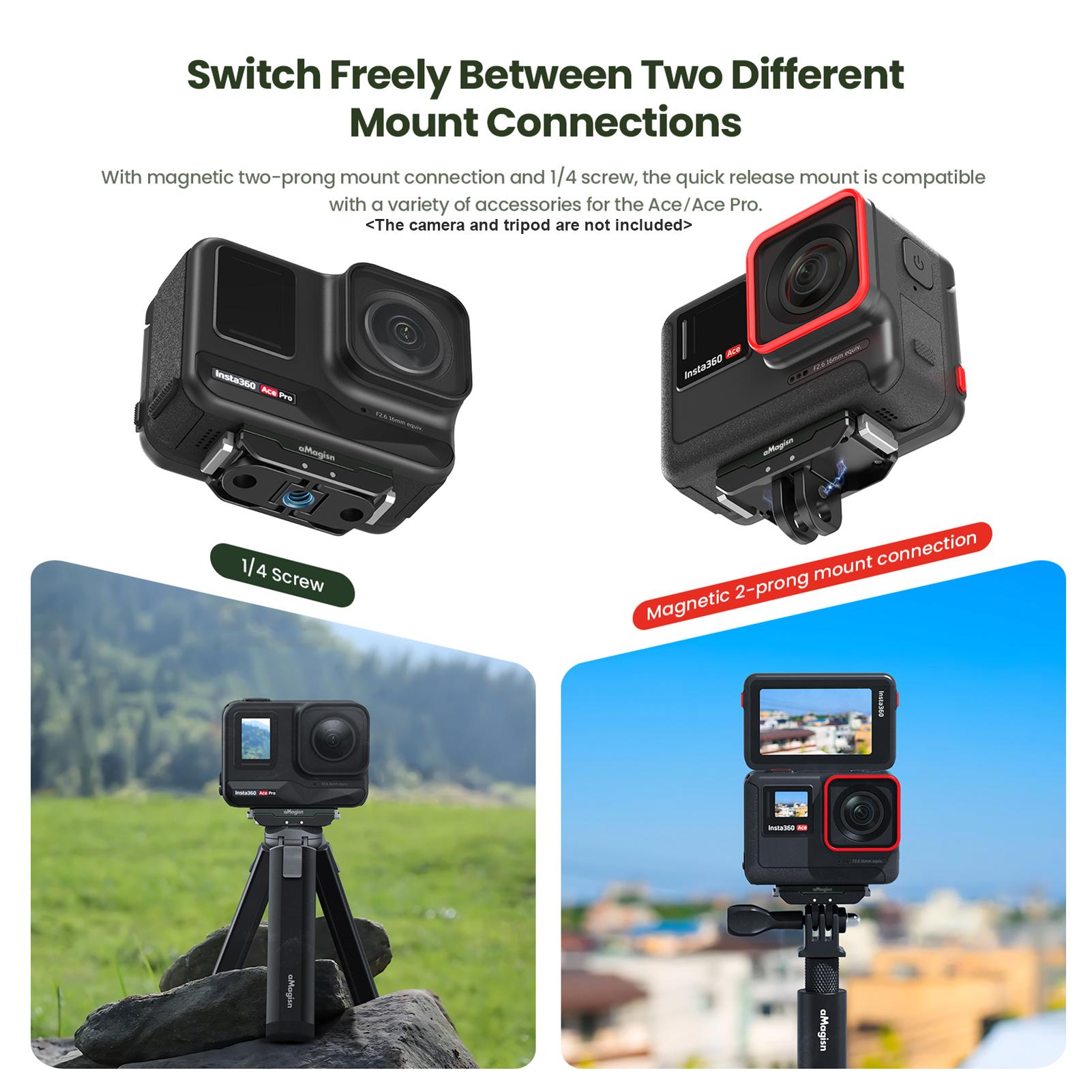 

aMagisn AC14 Magnetic Quick Release Mount for Action Camera Metal Camera Mount with Universal 1 4in Screw Hole & чёрный