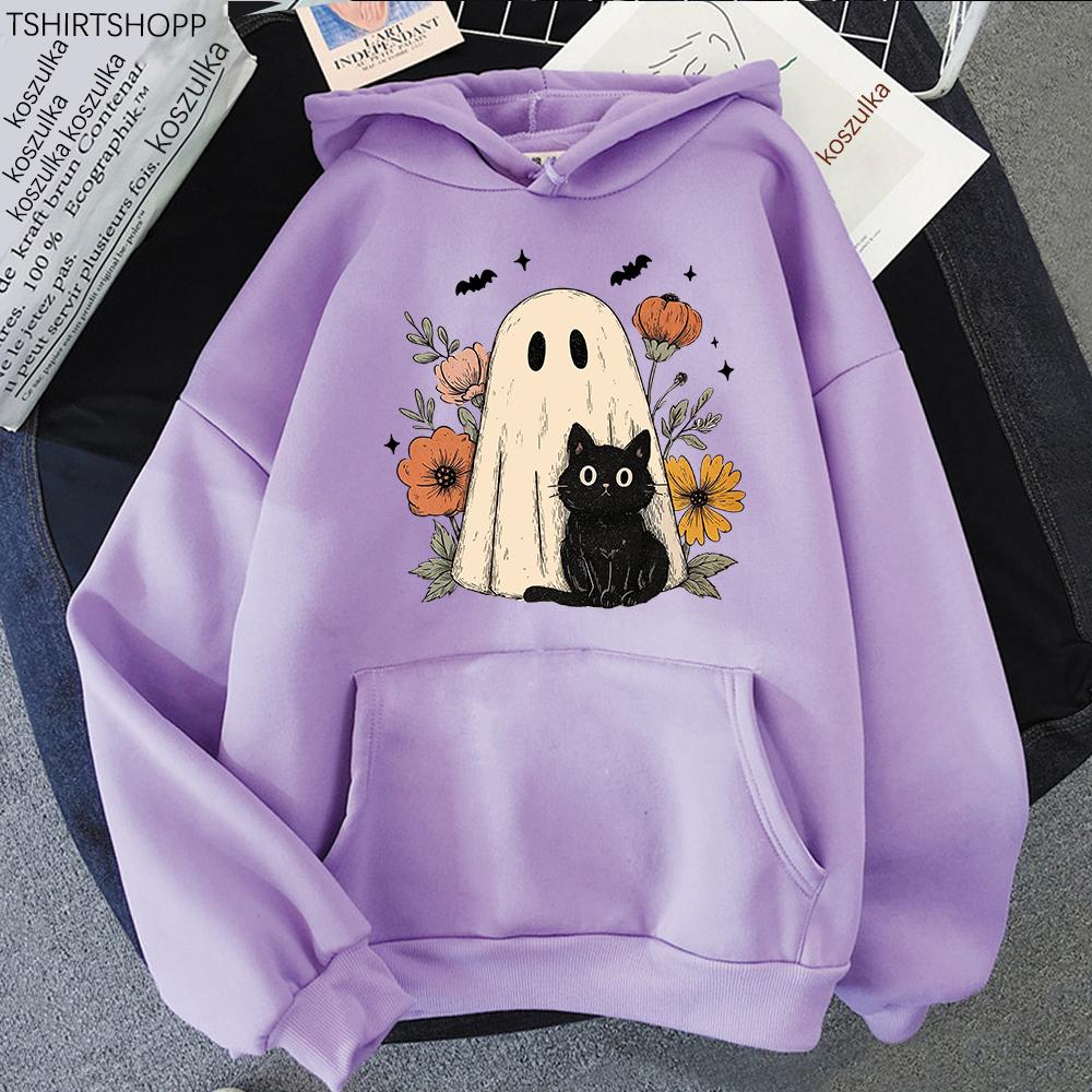 Funny Cat Halloween Hoodie Fashion Women Aesthetic Vintage Ramen Flower Pumpkin Hoodies Unisex Christmas Pullovers Sweatshirts