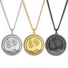 LIKGREAT Spiritual Tarot Necklace for Men and Women Pentacles Pendants Necklaces Vintage Round Stainless Steel Jewelry Gift