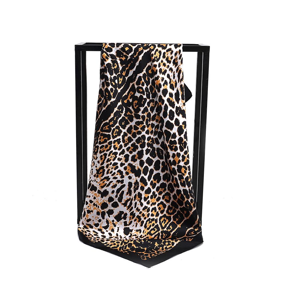 

2024 Spring Women s Intellectual Leopard Print Silk Headscarf, 90cm Square Scarf 90*90cm