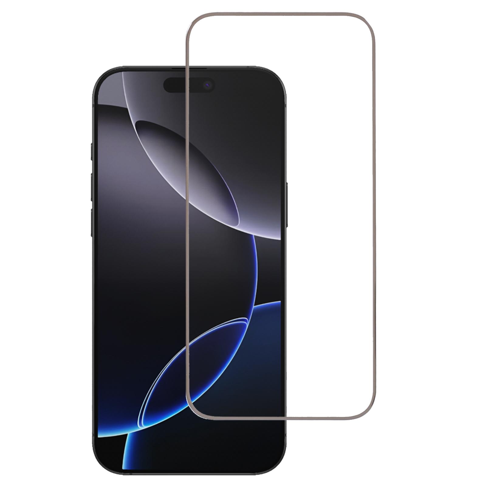 

For iPhone 16 Plus/15 Plus Tempered Glass Screen Protector 3D Curved Edge Electroplated Colored Frame Silver