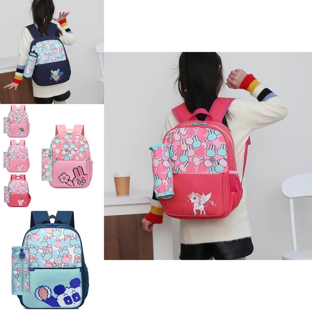 Fashionable Large Capacity Canvas Cartoon Backpack For Elementary School Kids Unisex