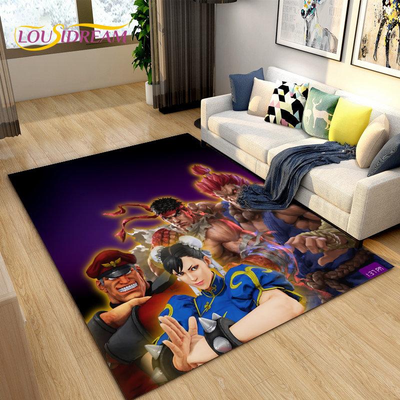 Retro Game Street Fighter Gamer Area Rug,Carpet Rug for Living Room Bedroom Sofa Doormat Decoration, Kid Play Non-slip Floor Mat