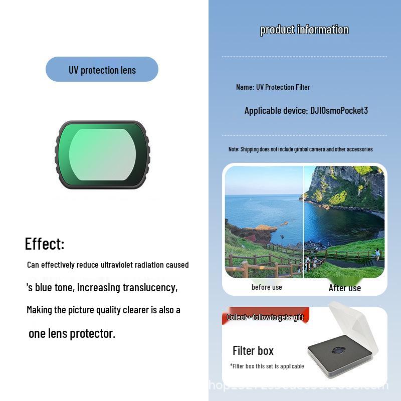 DJI Pocket 3 Filter Set: UV, CPL Polarizing, ND Neutral Density, OSMO Magnetic Wide-Angle Filters