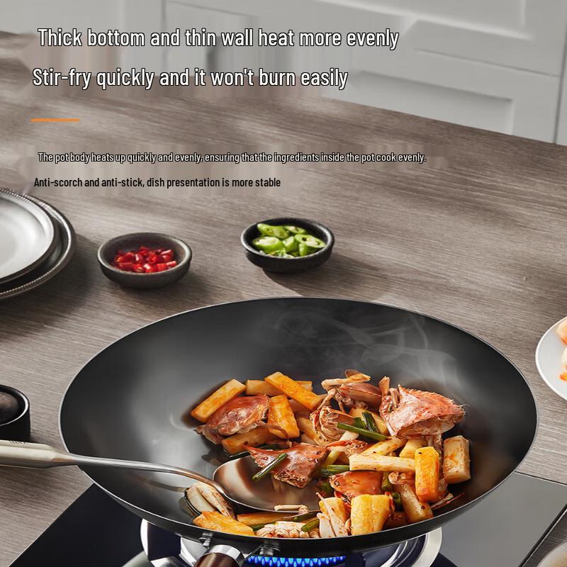SUPOR 32cm Refined Iron Wok with Lid