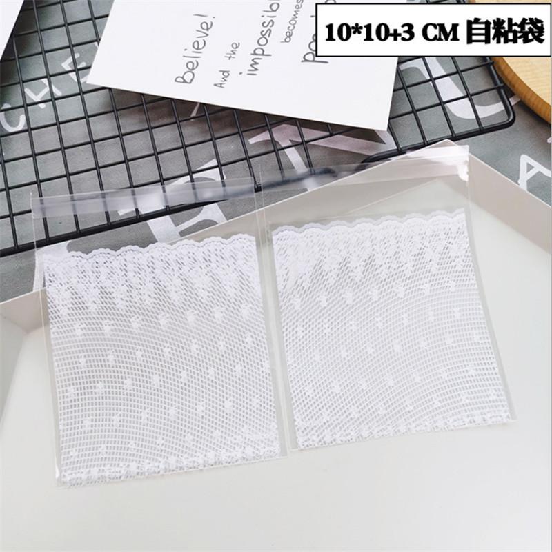 100 Pcs 10x10+3cm Flower Pattern Printed Plastic Bags Cookie Biscuits Snack Self Stick Package For Wedding Party Gift