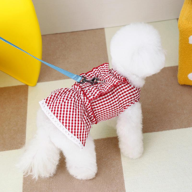 Faldo Teddy Bibi Bear Pomeranian Princess Skirt Summer Thin Small Dog Cat Mesh Skirt Cute Breathable Antistatic Pet Clothes