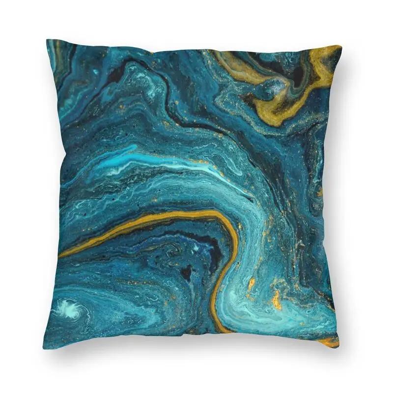 Home Decor Pillowcase Abstract Marble Pattern Cushion Cover Turquoise Aqua Blue Swirl Car Fashion  45x45cm