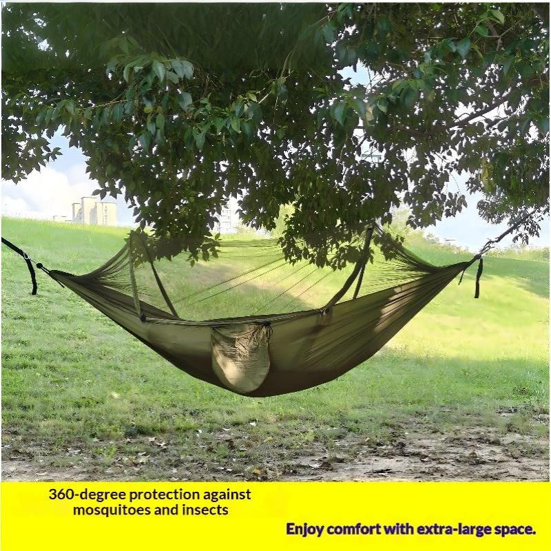 2-In-1 Camping Hammock with Mosquito Net Automatic All Season Suitable Portable Outdoor Hanging Bed for Camping Travel