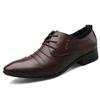 New Classic Men's Formal Shoes with Lace Up White Leather Shoes, Plus Size Pointed Business Casual Men's Wedding Formal Shoes