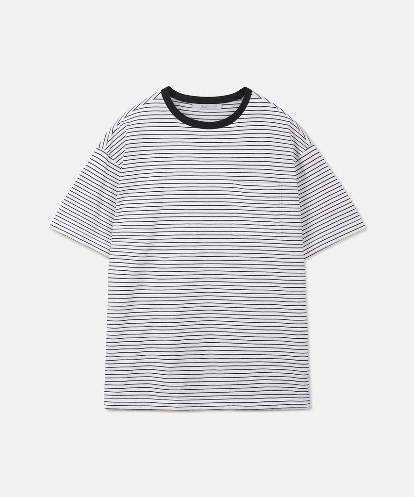 247Silijeu Usa Cotton 20-Count Striped T-Shirt White