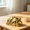 Brass Turtle Figurine On Coins for Wealth And Blessings Polished Metal Tortoise Ornament for Home Office Desk Decor Feng Shui Gift for Prosperity And