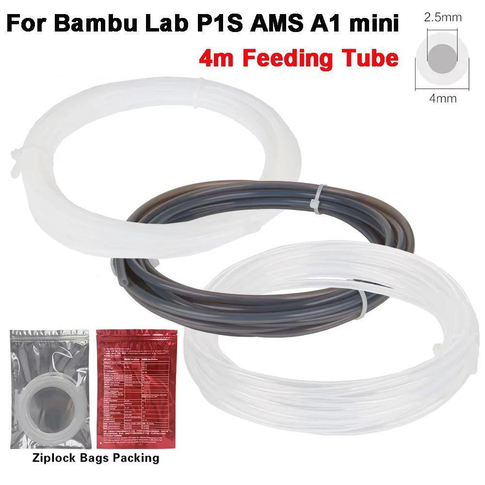 PTFE 3D Printer Feeding Tube 4x2.5mm 4 Meters Long PTFE Tube with Cutter Teflonto Pipe for Bambu Lab P1S AMS A1 Mini Consumable