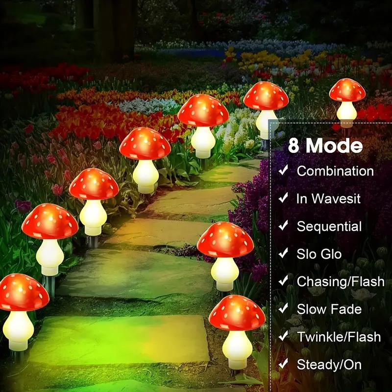 8/12/20LEDs Solar Powered Mushroom Garden Lights with 8 Lighting Modes for Christmas Yard Lawn Pathway Wedding Party Decor