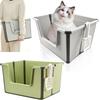 High Sides Collapsible Travel Cat Toilet Splashproof Semi-Closed Litter Box with Scoop  Home