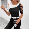 GMXIA Spring Summer Cross-shoulder Slim-fit Top T-shirt Woman