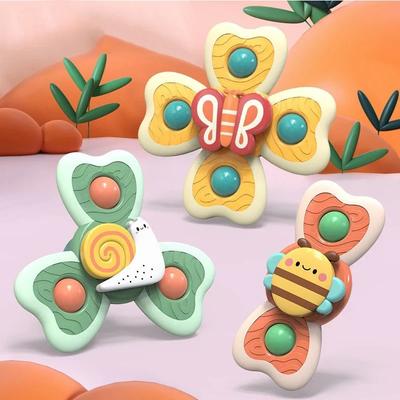 1PC Bebê Desenho Animado Animal Marinho Gira-Gira Brinquedo ABS Ventosa Pião Giroscópio Alívio de Estresse Brinquedos de Banho para Crianças