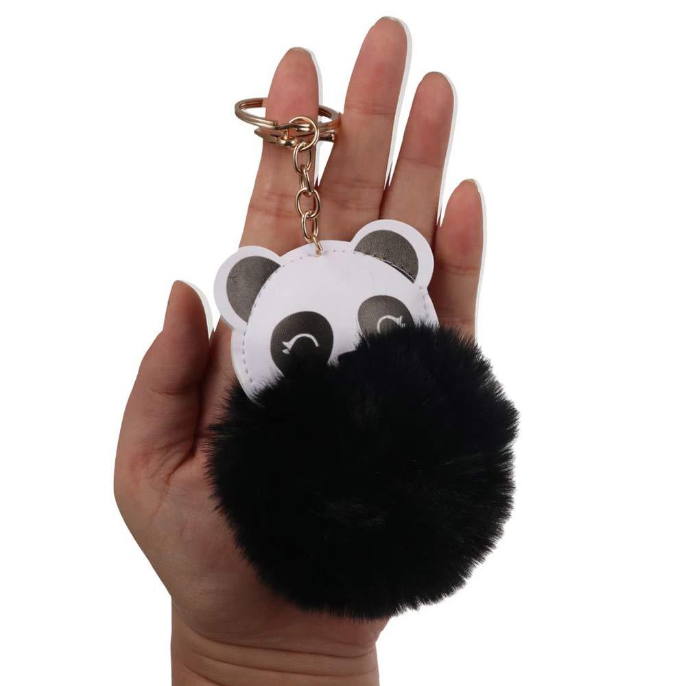 Ornament Backpack Pendant Panda Keychain Hairball Key Chain PU Leather Keyring Animal Panda Keyring
