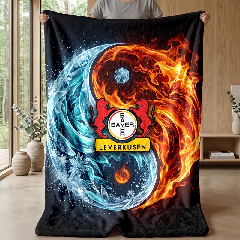 Bayer Leverkusen Football Print Flannel Blanket, Soft Warm Lightweight Throw Blanket for Sofa Bed Camping