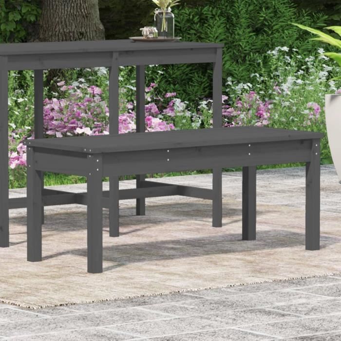 VidaXL Banc de jardin gris 109x44x45 cm bois massif de pin 824006