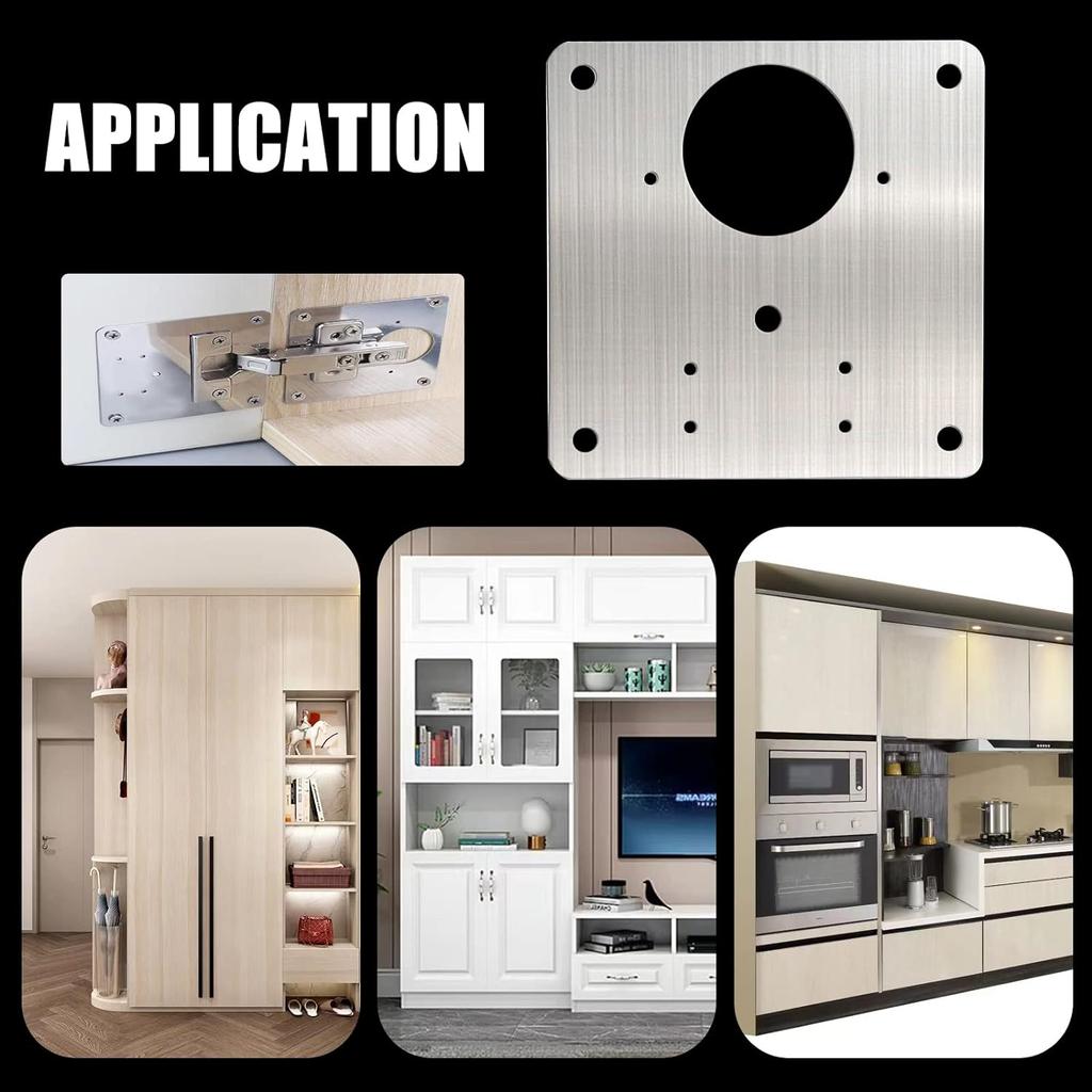 Kitchen Cabinet Door Hinges Repair Plate Hinges Mounting Plate with Screws Flat Fixing Brackets Furniture Hardware Tools