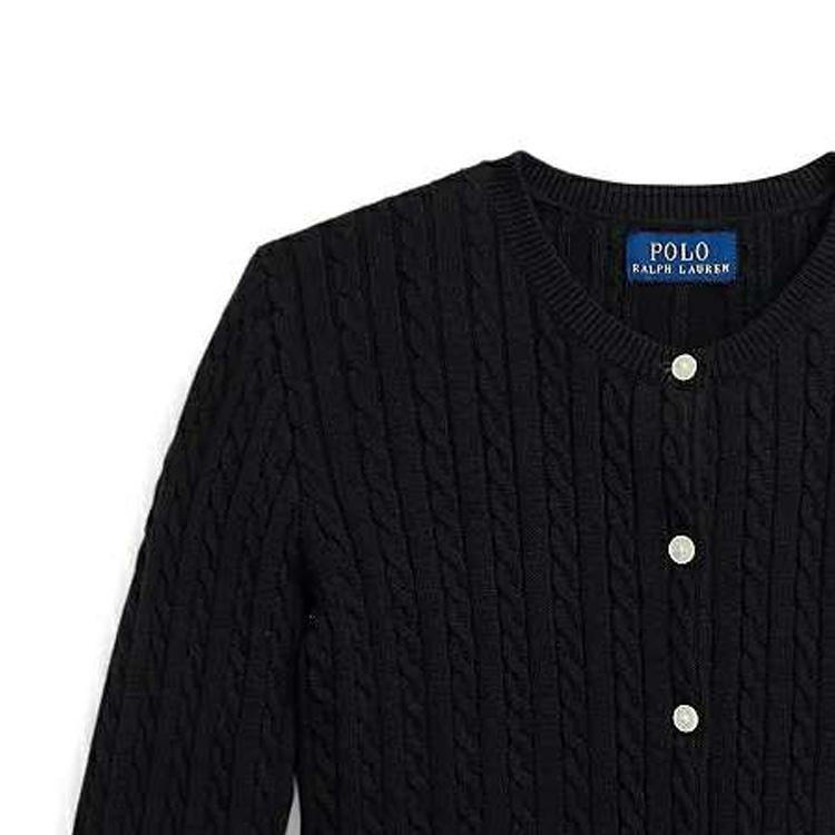 Polo Ralph Lauren Solid Color Single-Breasted Casual Long Sleeve Sweater Kids Sweater Black 313919829-002