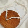 2026 New Korea Trendy Baroque Imitation Pearl Beaded Heart Pendant Necklace for Women Temperament Choker Chain Jewelry Wholesale