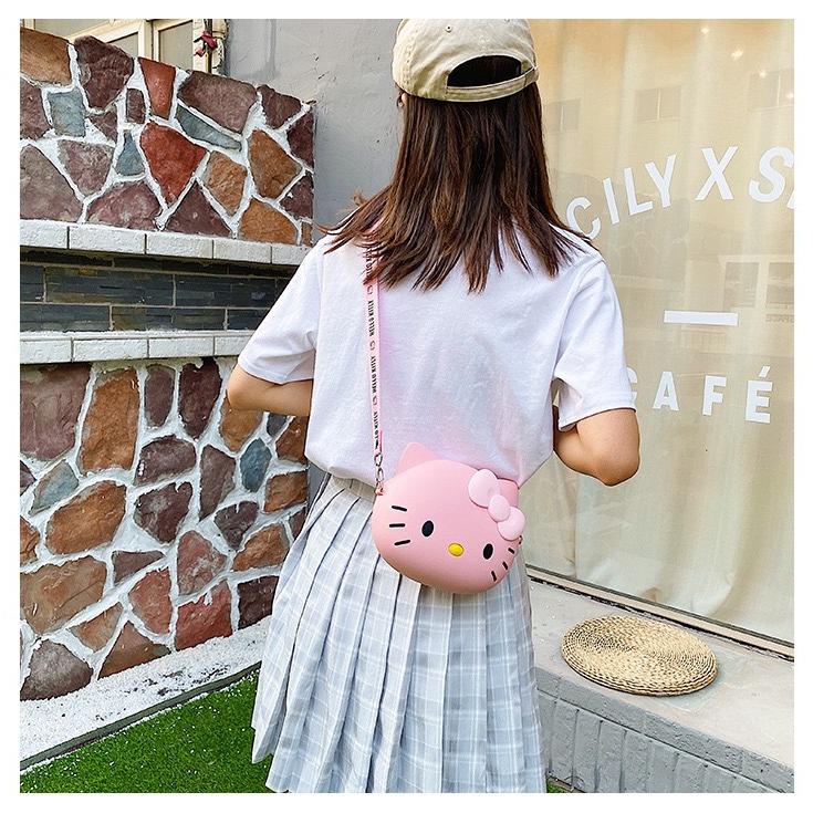 Cat Head Silicone Handbag: 2025 New Cartoon Phone Card Crossbody Bag & Children's Coin Purse