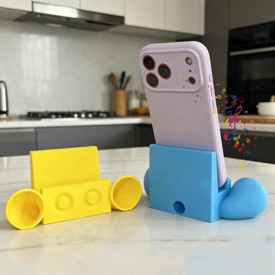 Doppel-Lautsprecher Handyhalter 3D-gedruckter Verstärker Handy-Ständer Klangvolumen-Verstärker für