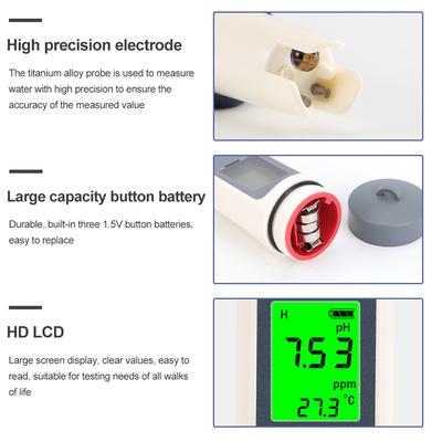 Digital TDS PH Meter Temperature Tester Pen 3 In1 Function Conductivity Water Quality Measurement Tool Tester 0-19990ppm