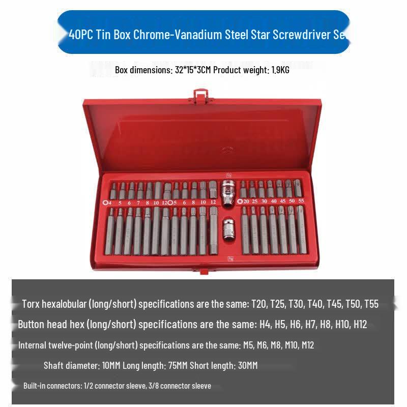 Fasianqi 40-Piece Star Bit Socket Wrench Set