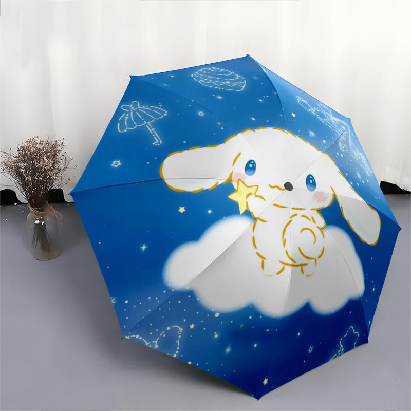 1pc Good Night Cinnamoroll Sanrio Pattern Automatic 3-Fold Umbrella, 8 Iron Frames, High-Value Folding Umbrella, Suitable for Office, Travel and Outdo