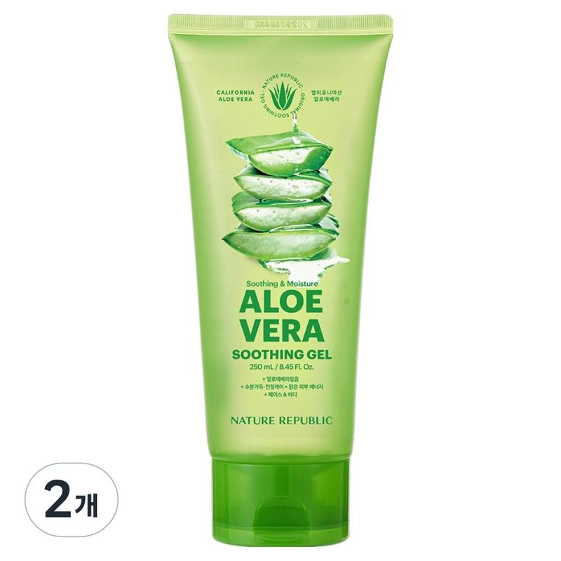 Nature Republic Soothing & Moisture Aloe Vera Soothing Gel Tube, 250ml, 2 Pcs