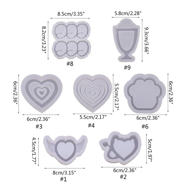 Heart Cup Resin Keychain Molds Jewelry Pendant Epoxy Resin Casting Molds Small Quicksand Mold for DIY Making Keychain