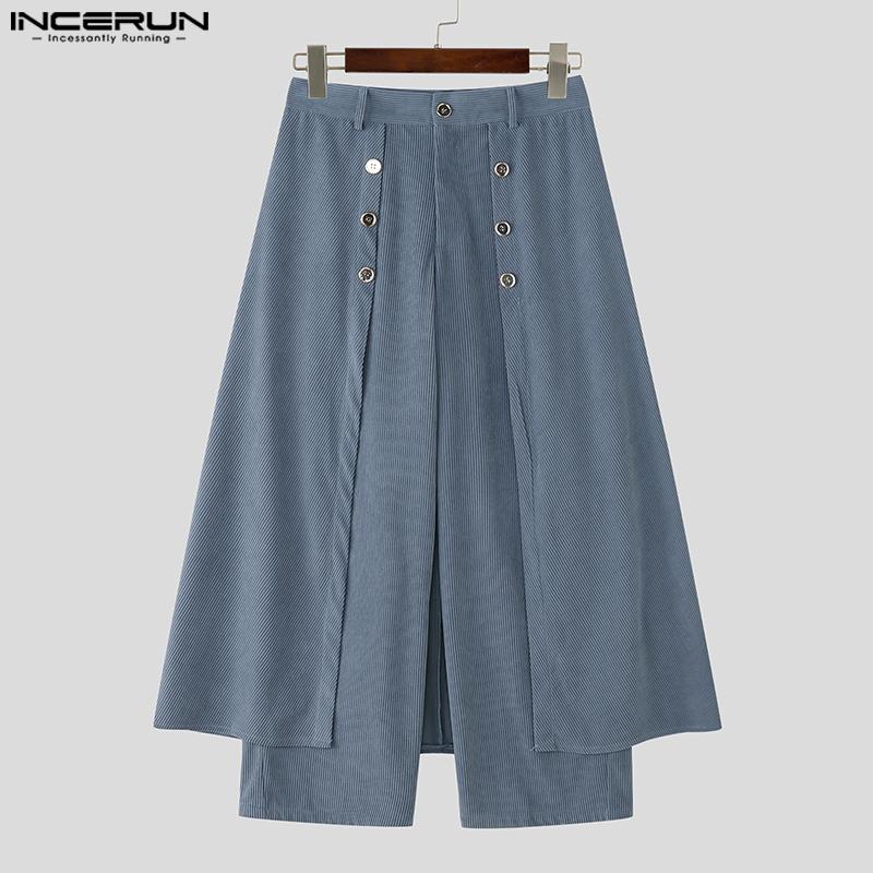 INCERUN Winter Men Zip-up High Waist Double Layers Corduroy Casual Long Pants Trousers