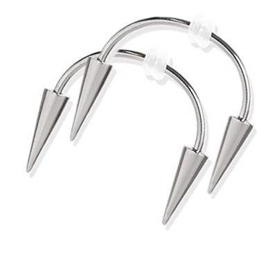 2 Piezas 16g Aro Labret con Púas para Dientes de Vampiro Clavos con Púas de Acero Quirúrgico Plata Tragus Helix Body Piercing Joya