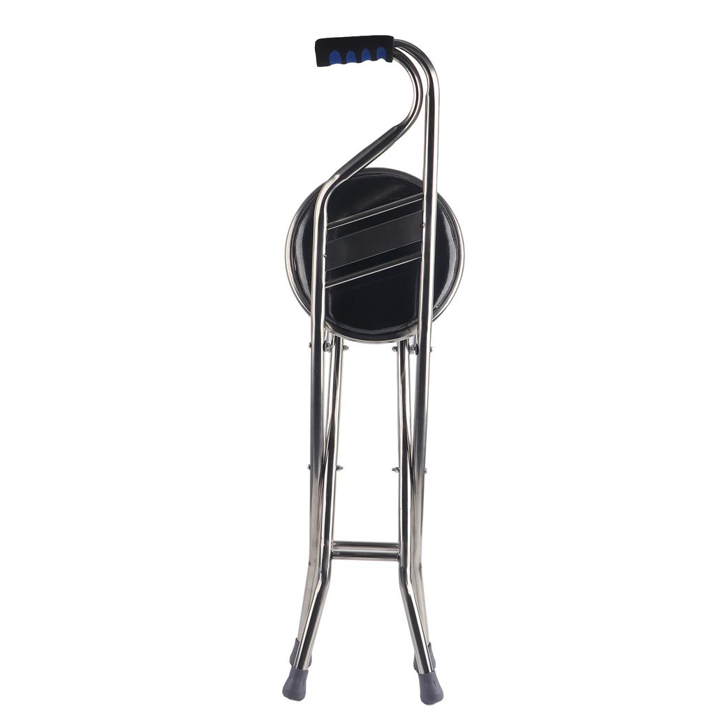 Folding Walking Hand Stick Stool Elderly Stainless Steel Four Leg Thickening Walking Cane
