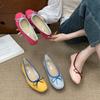 Fashion Sweet Round Toe Bow Brand Ballet Flats Women Fashion Patchwork Design Mary Jane Shoes Comfort Shallow Soft Bottom Casual Shoes
