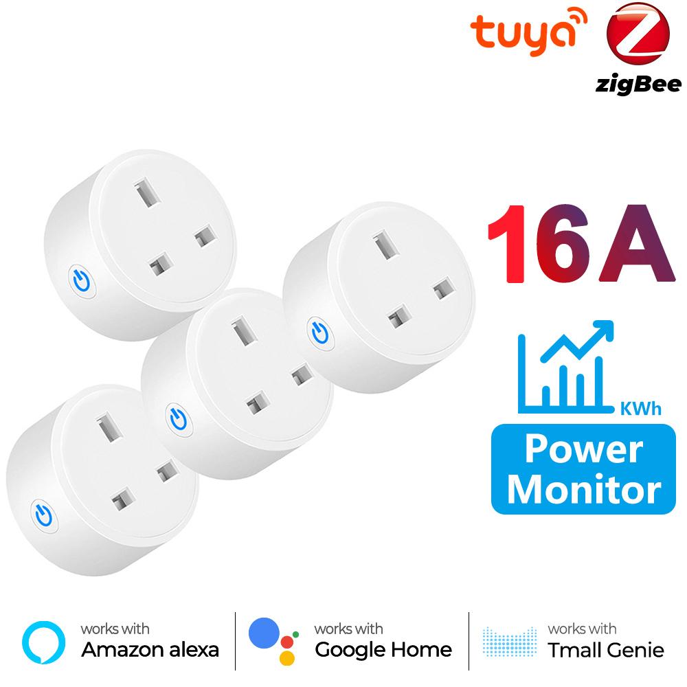 Power Monitor 20a 16a Tuya Smart Zigbee Socket Plug Uk Wireless Outlet With Energy Monitering Works With Alexa Google Home