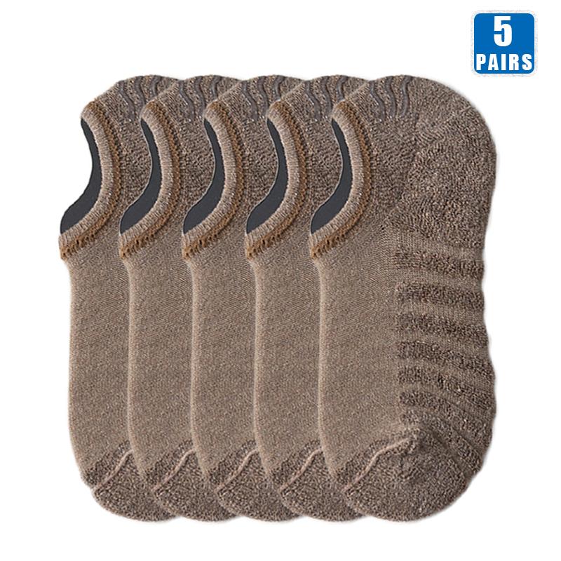 5 Pairs Short Men Socks High Quality Low-Cut Crew Ankle Non-Slip Cotton Soft Breathable Summer Autumn Solid Color Sock for Male